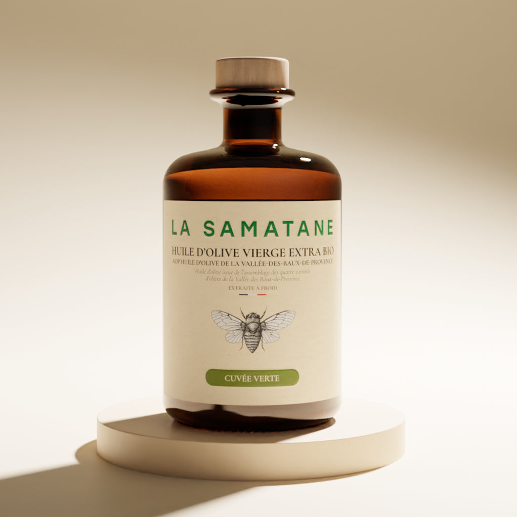Huile d'olive cuvée verte bio La Samatane, huile de provence